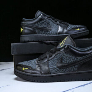 Nike IM6568-010 JORDAN 1 LOW BLACK ELEPHANT PRINT BLACK/ANTHRACITE/TOUR YELLOW