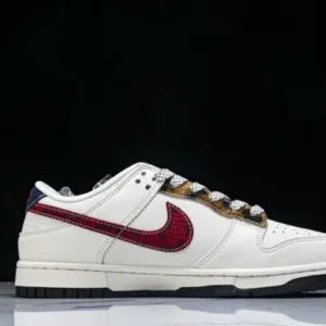 L&V Nike XS6089-627 DUNK LOW ANNIVERSARY HIGH END CUSTOM LOW TOP CASUAL SNEAKERS WINE RED/WHITE/BLACK
