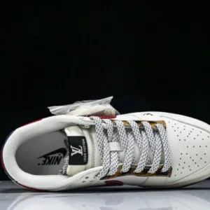 L&V Nike XS6089-627 DUNK LOW ANNIVERSARY HIGH END CUSTOM LOW TOP CASUAL SNEAKERS WINE RED/WHITE/BLACK