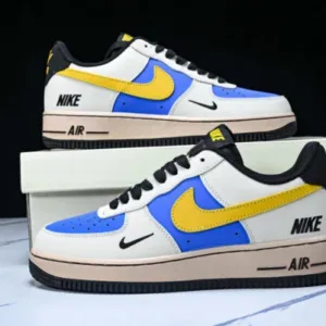 Nike NH0601 574 577 AIR FORCE 1'07 LOW TOP AF1 CASUAL SNEAKERS KLEIN BLUE/WHITE/YELLOW/BLACK/PINK Shoes - CASUAL SNEAKERS, men's nike, nike, nike 2025 sneakers, nike 2026 sneakers, nike boys shoes, nike boys sneakers, nike casual, nike casual sneakers, nike kids, nike kids shoes, nike kids sneakers, nike man sneakers, nike men's, nike shoes, nike sneakers, nike sneakers shoes, nike sports shoes, nike sports sneakers, nike students shoes, nike students sneakers
