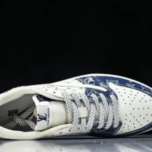 L&V Nike Co-branded SJ2068-003 AIR JORDAN 1 LOW OG SP AJ1 LOW TOP CULTURAL AND CASUAL SNEAKERS NAVY BLUE/WHITE Shoes
