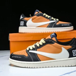 Nike XY2688-118 Givenchy AIR JORDAN 1 LOW OG SP AJ1 LOW TOP CULTURAL CASUAL SNEAKERS ORANGE/WHITE/BLACK