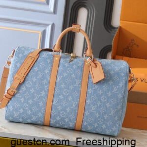 LV Keepall Bandouliere 45 Sky Blue Denim M25334 Bags
