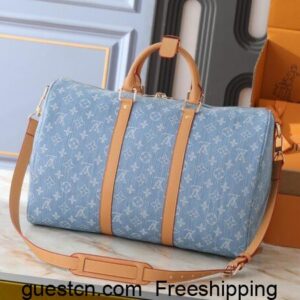LV Keepall Bandouliere 45 Sky Blue Denim M25334 Bags