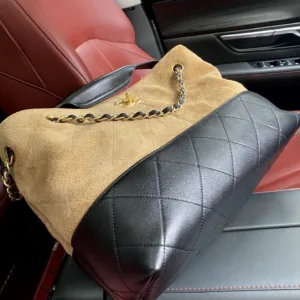 Chanel 5634 26A suede patchwork bucket bag