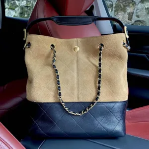 Chanel 5636 26A suede and leather bucket bag