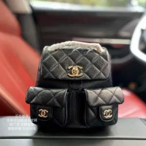 Chanel AS3787 popular double-pocket frog Dual-pocket Backpack