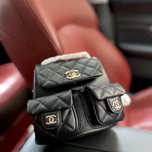 Chanel AS3787 popular double-pocket frog Dual-pocket Backpack