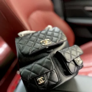 Chanel AS3860 popular double-pocket frog Dual-pocket Backpack