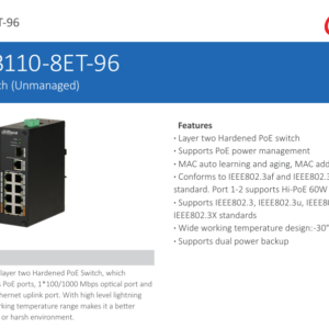 DH-PFS3110-8ET-96-V2 8-Port PoE Switch
