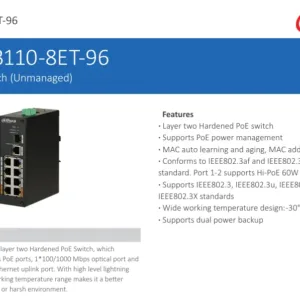 DH-PFS3110-8ET-96-V2 8-Port PoE Switch