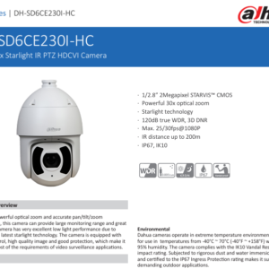 DH-SD6CE230I-HC-S3 2MP 30x Starlight IR PTZ HDCVI Camera