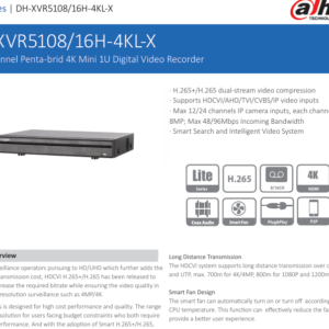 DH-XVR5116H-4KL-X 8/16 Channel Penta-brid 4K Mini 1U Digital Video Recorder