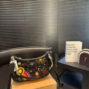 Coach Teri Denim Embroidered Underarm tote hand bags