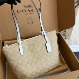 Coach single-sided zipper tote shopping hand bags