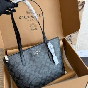 Coach single-sided zipper tote shopping hand bags