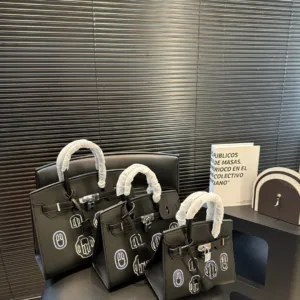 Hermes Black Silver Birkin Bulingbuling Handbag