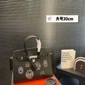 Hermes Black Silver Birkin Bulingbuling Handbag