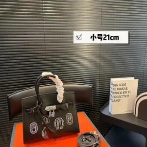 Hermes Black Silver Birkin Bulingbuling Handbag