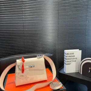 Hermes Double sided Kelly Milk Shake White Silver Series Handbag