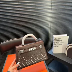 Hermes Black Silver Rock Box Mini Kelly 2nd Generation Handbag
