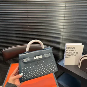 Hermes Black Silver Rock Box Mini Kelly 2nd Generation Handbag