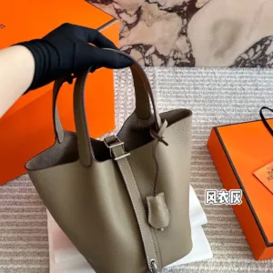 Hermes TC leather vegetable basket Tote Hand bags