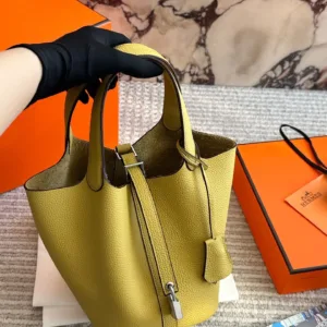 Hermes TC leather vegetable basket Tote Hand bags