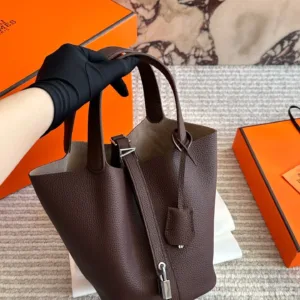 Hermes TC leather vegetable basket Tote Hand bags