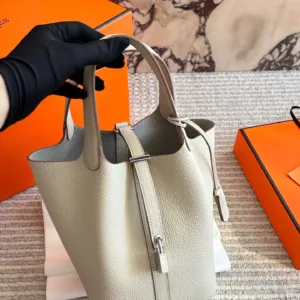 Hermes TC leather vegetable basket Tote Hand bags