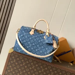M14430 Speedy Soft 30 Monogram Blue Denim Handbags