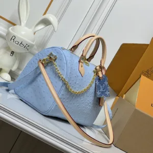 M15255 light blue ostrich pattern handbags