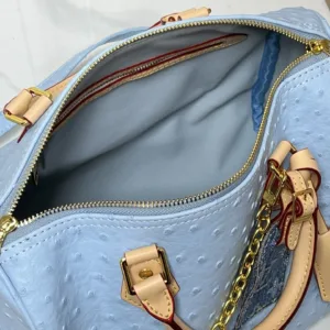M15255 light blue ostrich pattern handbags