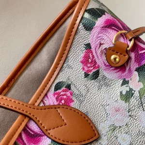 M21352 Garden Neverfull MM Monogram Floral Flower Tote Bag