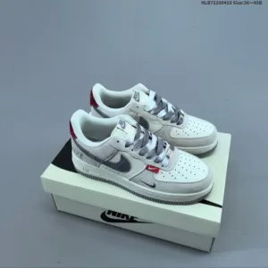 Nike Air Force 1 Low gray red sports shoes