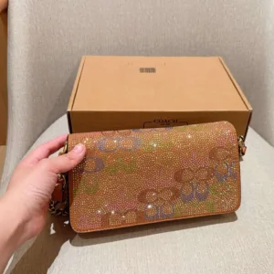 Coach Full Diamond Tabby26 Wine God Tote handBag