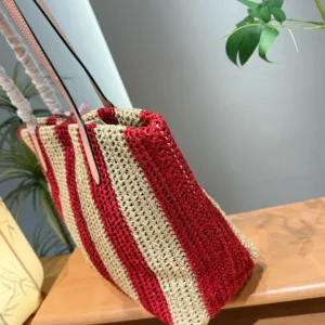 Coach City striped straw woven tote hand bags