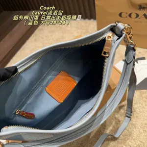 Coach Laurel series blue black checkered tote hand bags