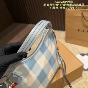 Coach Laurel series blue black checkered tote hand bags