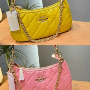Coach Teri Yellow Pink Light Red Underarm tote hand bags