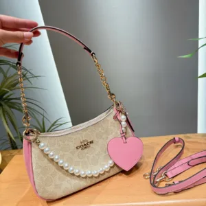 Coach Teri Yellow Pink Light Red Underarm tote hand bags