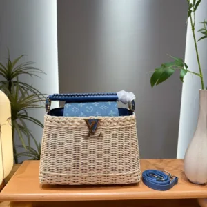 LV Capucines rattan blue denim handbag