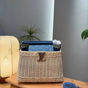 LV Capucines rattan blue denim handbag