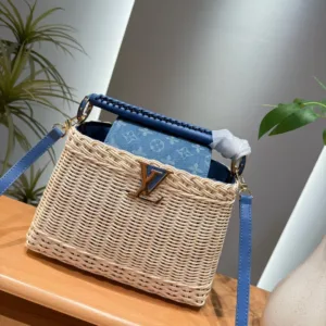 LV Capucines rattan blue denim handbag