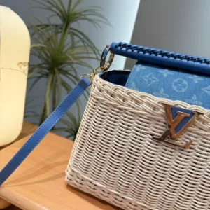 LV Capucines rattan blue denim handbag