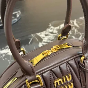 MiuMiu Arcadie Matelassé series pleated bowling tote handbags