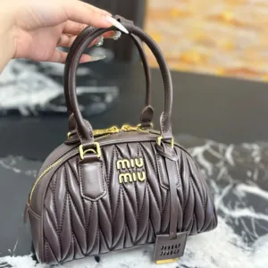 MiuMiu Arcadie Matelassé series pleated bowling tote handbags