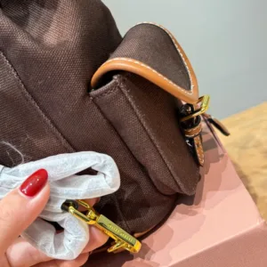 MiuMiu brown black white denim backpack
