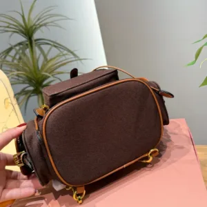 MiuMiu brown black white denim backpack