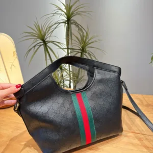 Gucci black perforated leather underarm bag